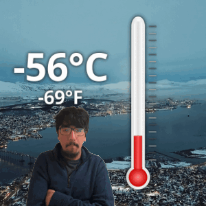 Man In Front Of Thermometer Reading -56°C GIF