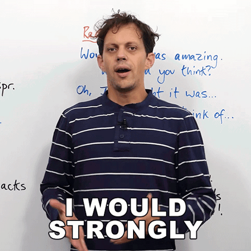 Man in Front of White Board Says I Would Strongly