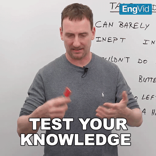 Man In Front Of Whiteboard Saying Test Your Knowledge GIF