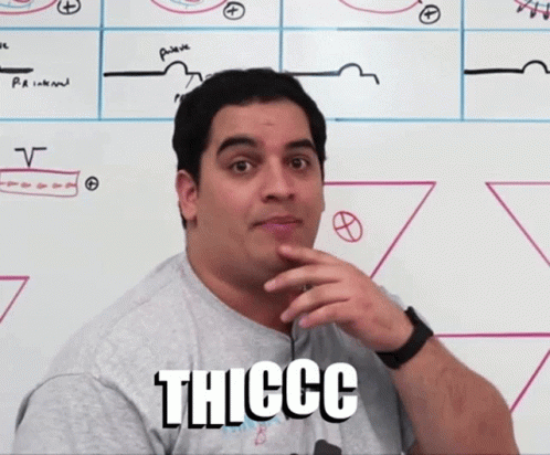 Man in Front of Whiteboard Saying Thiccc
