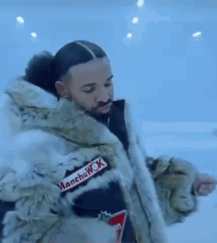 Man in Fur Coat on Snow