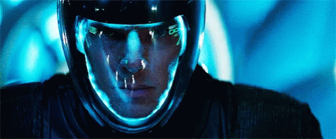 Man in Futuristic Helmet With Numbers on Face