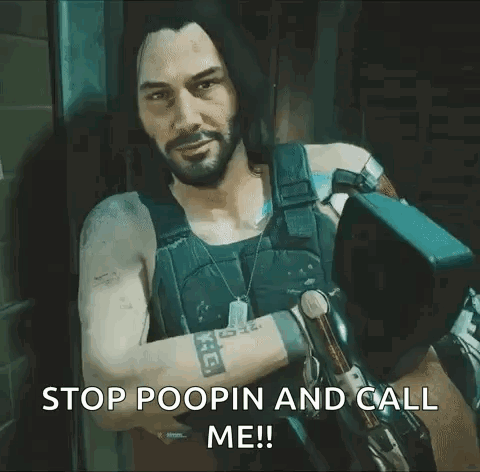 Man in Futuristic Outfit Holding Robotic Arm Says Stop Poopin And Call Me