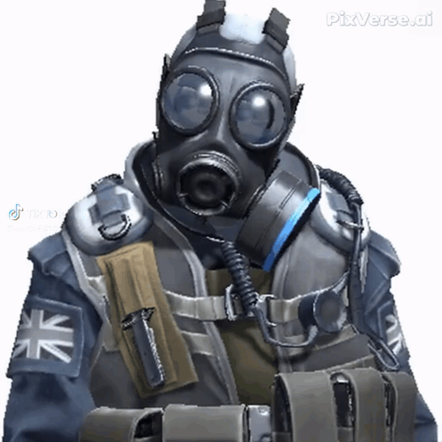 Man in Gas Mask With AK on Sleeve
