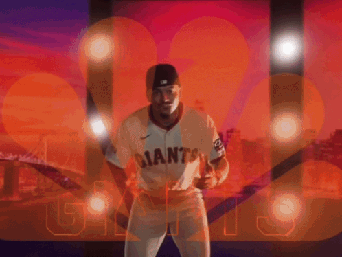 Man In Giants Jersey In Front Of City GIF
