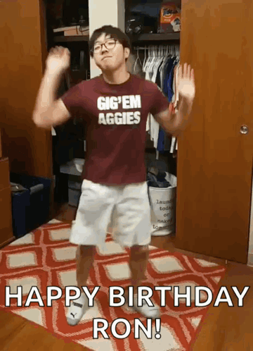 Man in Gig Em Aggies Shirt Dancing