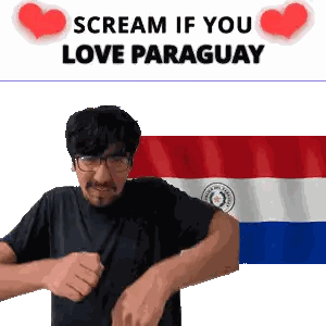 Man in Glasses and Black Shirt Paraguay Flag