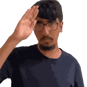 Man in Glasses and Black Shirt Salutes