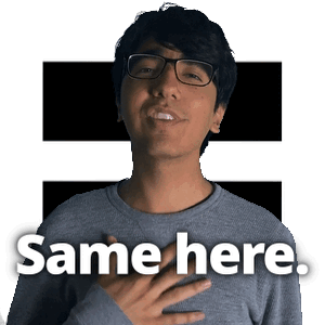 Man In Glasses And Gray Sweater Says Same Here GIF