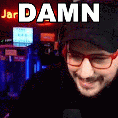 Man in Glasses and Hat Saying Jar Damn