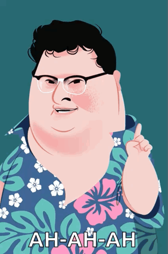 Man in Glasses and Hawaiian Shirt Saying Ah-Ah-Ah
