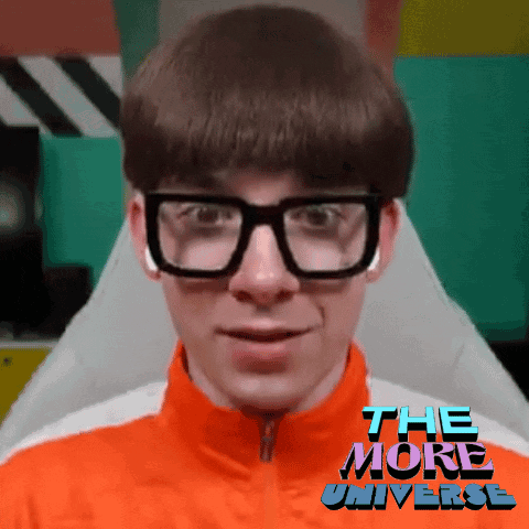 Man in Glasses and Orange Jacket Saying The More Universe