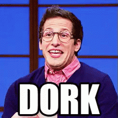 Man in Glasses and Pink Shirt Saying Dork