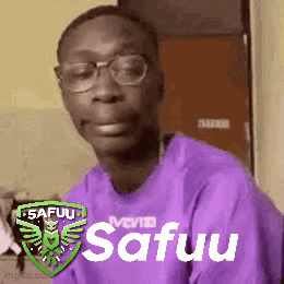 Man in Glasses and Purple Shirt with Safuu