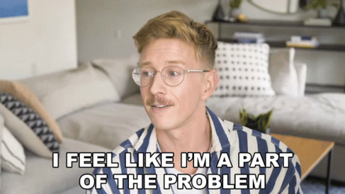 Man in Glasses and Striped Shirt Says I Feel Like I'm Part of the Problem
