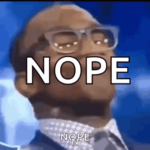 Man in Glasses and Suit Saying Nope