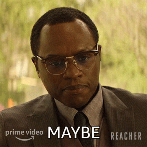 Man In Glasses And Suit Says Maybe Prime Video Ad GIF