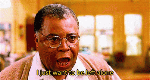 Man In Glasses And Sweater Saying I Just Want To Be Left Alone GIF