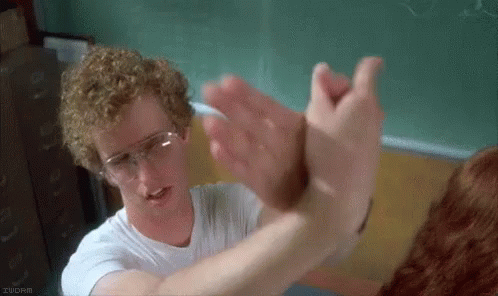 Man In Glasses And White Shirt Giving High Five GIF