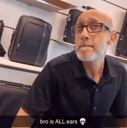 Man In Glasses Black Shirt Bro Is All Ears GIF