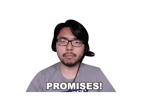 Man in Glasses, Headset, and Promises Shirt