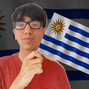 Man In Glasses Holding Flag With Smiling Sun GIF