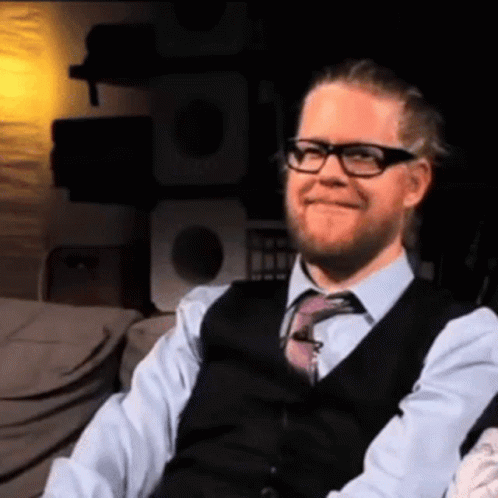 Man In Glasses Imitating Rim Shot GIF