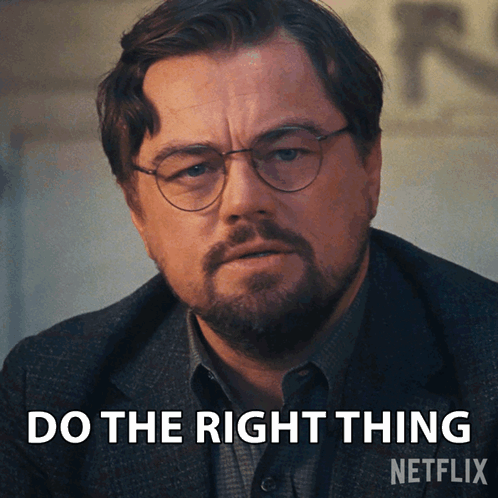 Man in Glasses Saying Do the Right Thing