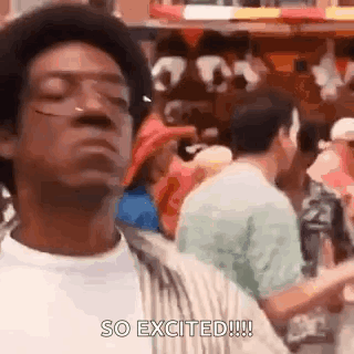 Man in Glasses Saying So Excited
