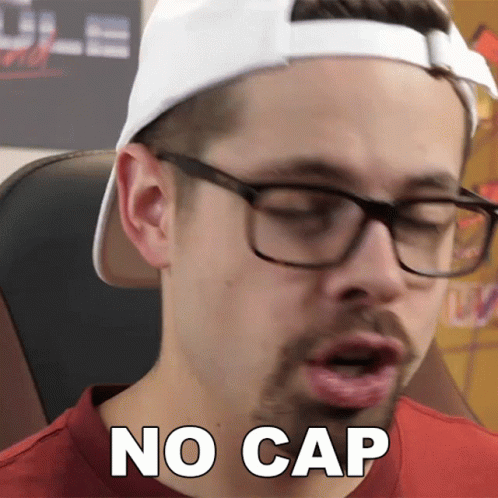 Man in Glasses White Hat Saying No Cap