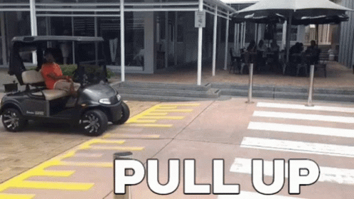 Man In Golf Cart Saying Pull Up GIF