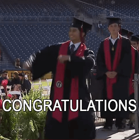 Man in Graduation Cap and Gown Jumping