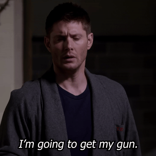 Man in Gray Robe Saying I'm Going to Get My Gun
