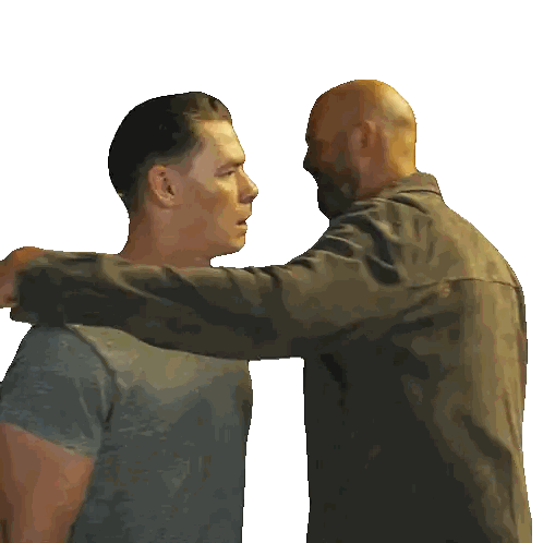 Man in Gray Shirt Hugging Man in Black Jacket