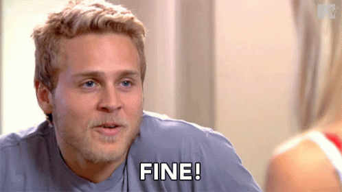 Man in Gray Shirt Saying Fine