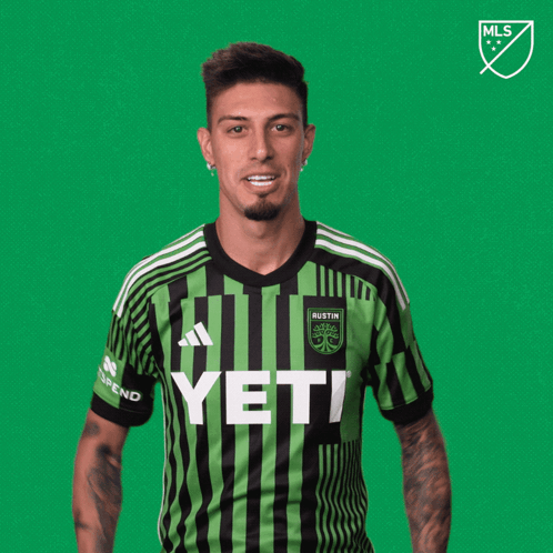 Man In Green And Black Striped Shirt Says Yeti Vamos GIF