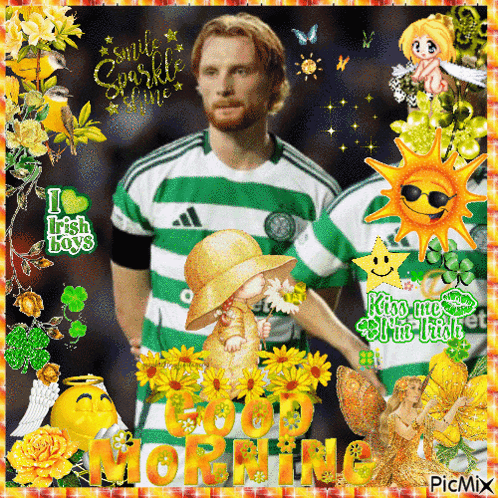Man In Green And White Striped Shirt Good Morning GIF