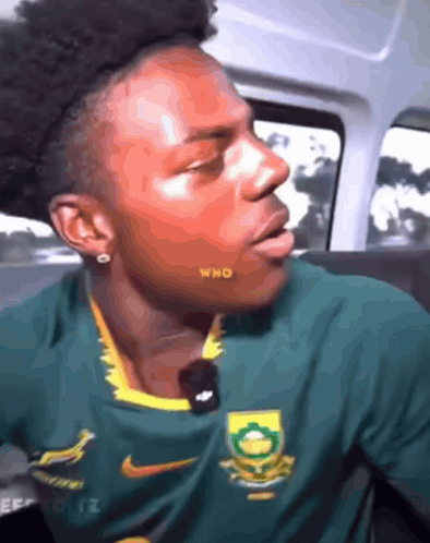 Man In Green And Yellow Nike Shirt Saying Who GIF