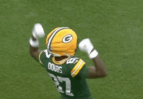 Man In Green Bay Packers Jersey Number 27 GIF
