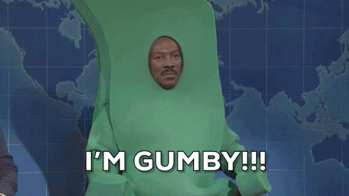 Man in Green Costume Saying Gumby