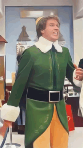 Man In Green Elf Costume GIF