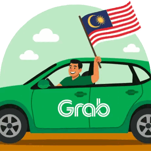 Man in Green Grab Car Holding Malaysian Flag