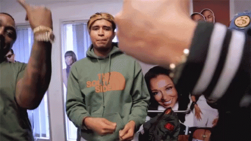 Man in Green Hoodie Saying The North Face
