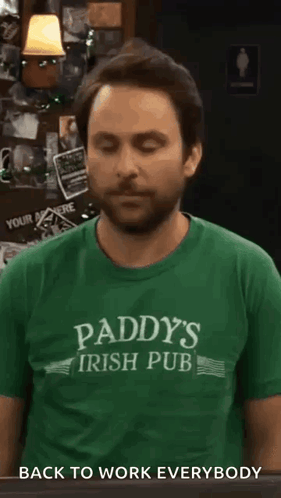 Man In Green Irish Pub Shirt GIF