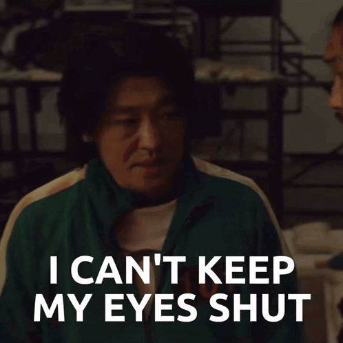 Man In Green Jacket Saying I Can't Keep Eyes Shut GIF