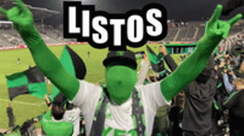 Man In Green Mask And Gloves Saying Listos GIF