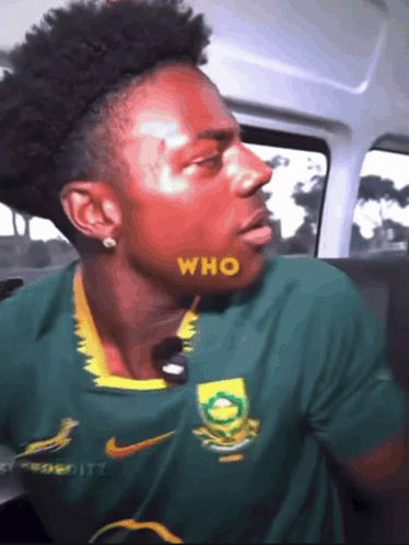 Man In Green Nike Shirt Saying Who GIF