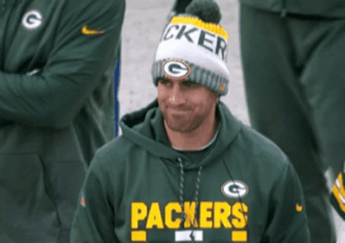 Man In Green Packers Hoodie And Beanie GIF