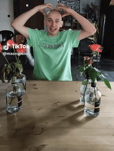 Man In Green Rick And Morty Shirt GIF