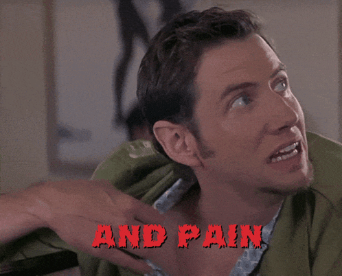 Man in Green Shirt Saying And Pain